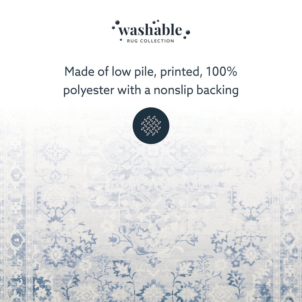 Washable Harris Grey/Ivory 5x7, Rug