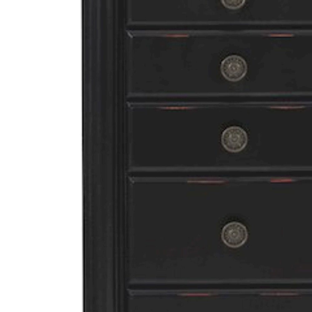 FurniFact Jewelry Armoire with Mirrored Door, Black