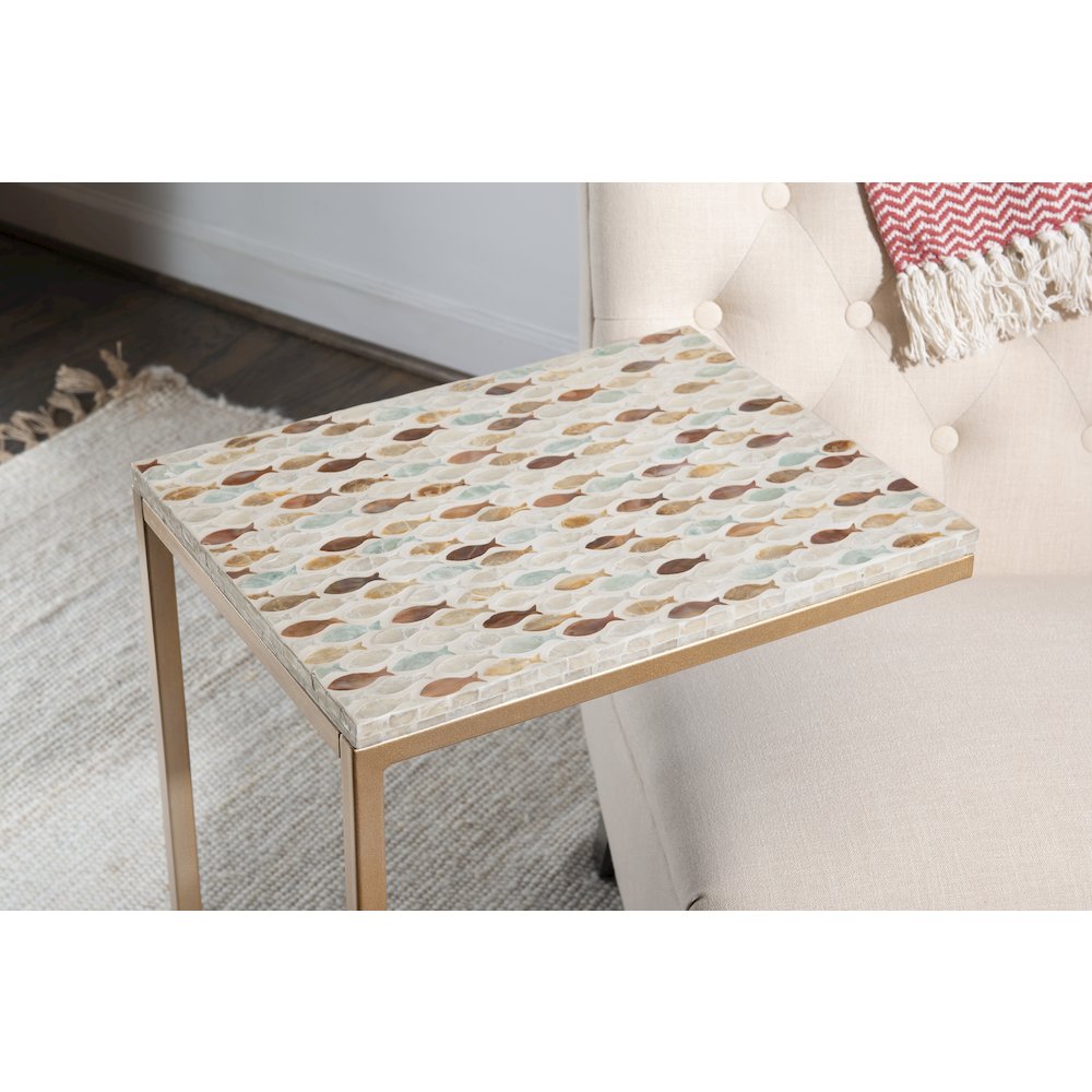 Priscille Capiz Fish Mosaic Accent C Table