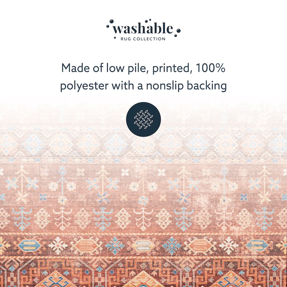 Washable Devlin Red/Ivory 5x7, Rug
