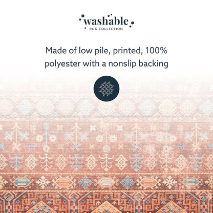 Washable Devlin Red/Ivory 5x7, Rug