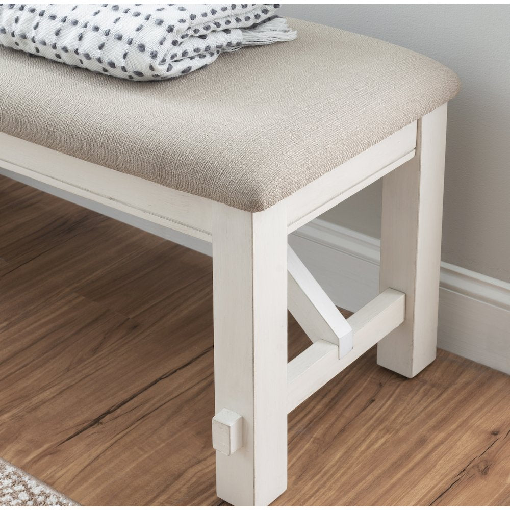 Turino Distressed White Bench