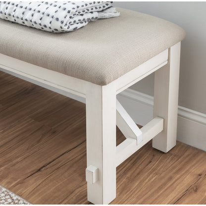 Turino Distressed White Bench