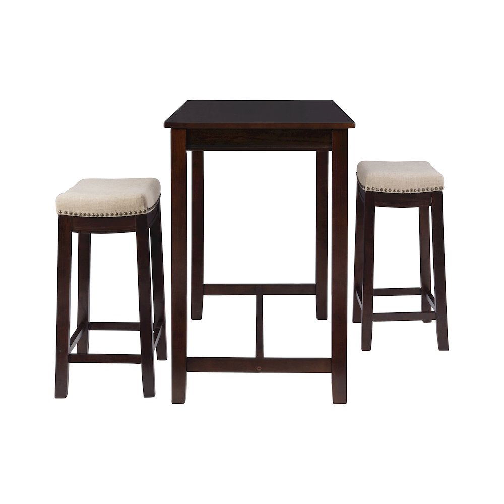 Claridge 3Pc Counter Set Walnut Linen