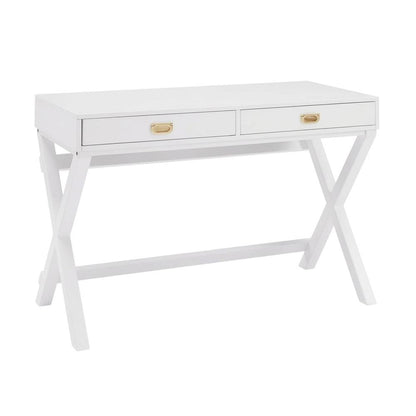 White Writing Desk with Pine and MDF Surface for Office Workspace