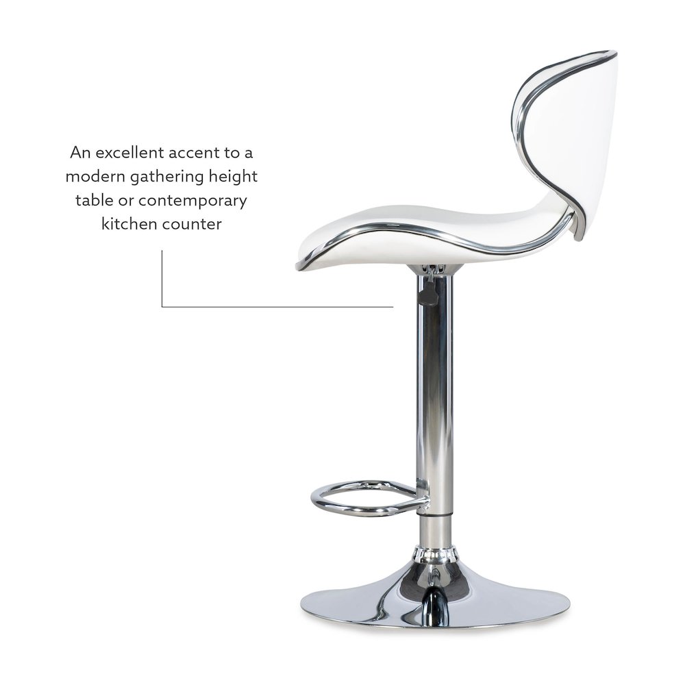 White Adjustable Barstool