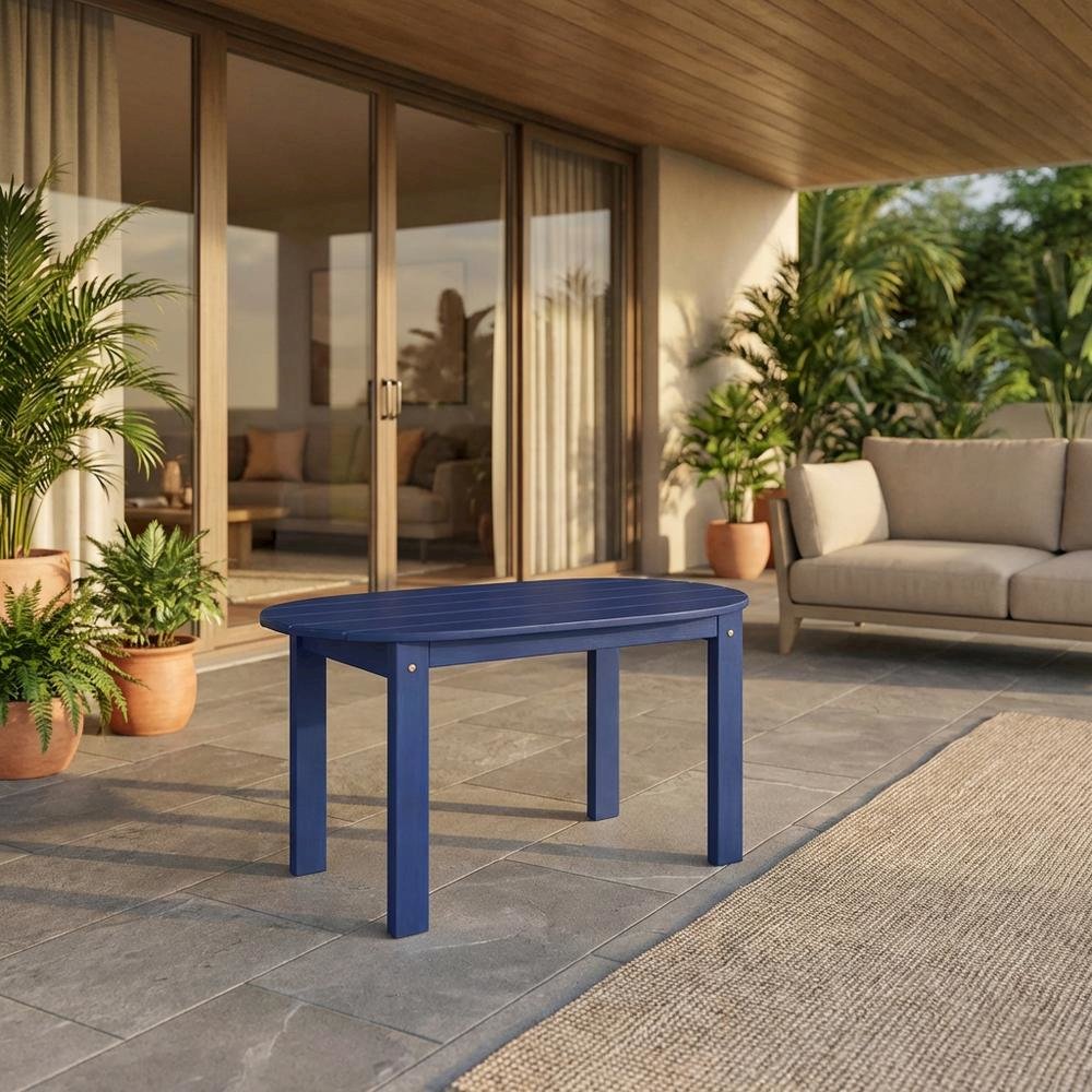 Blue Outdoor Coffee Table With Acacia Wood Finish And Sturdy Construction