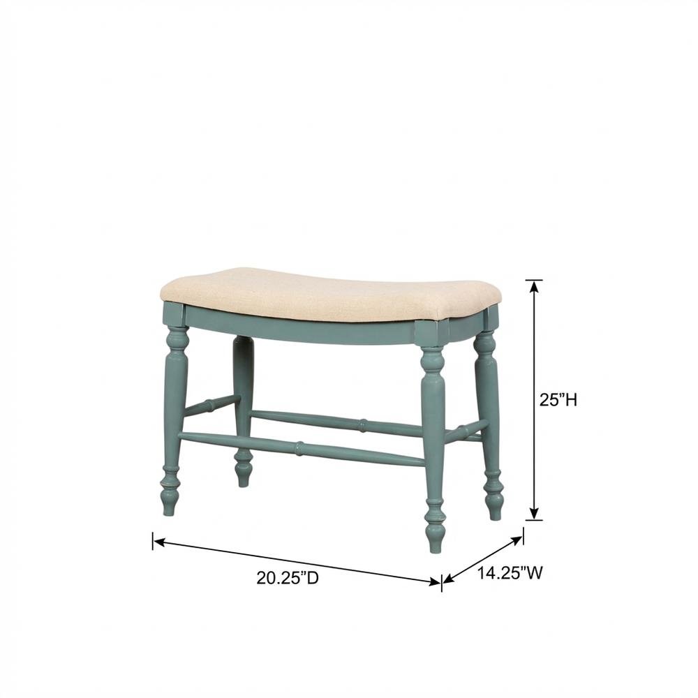 Marino Blue Backless Counter Stool with Solid Wood Frame and Foam Seat