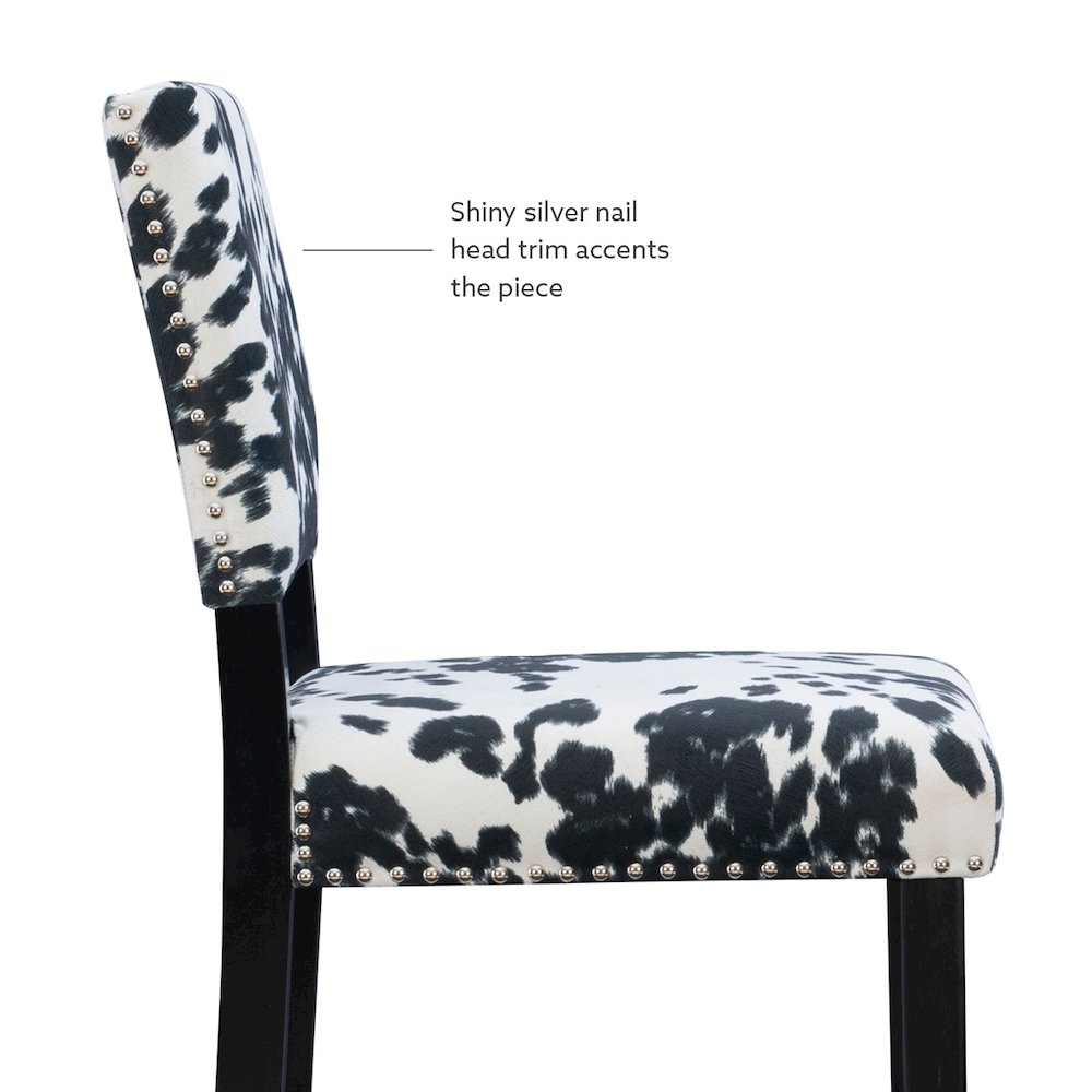 Corey Black Cow Print Bar Stool