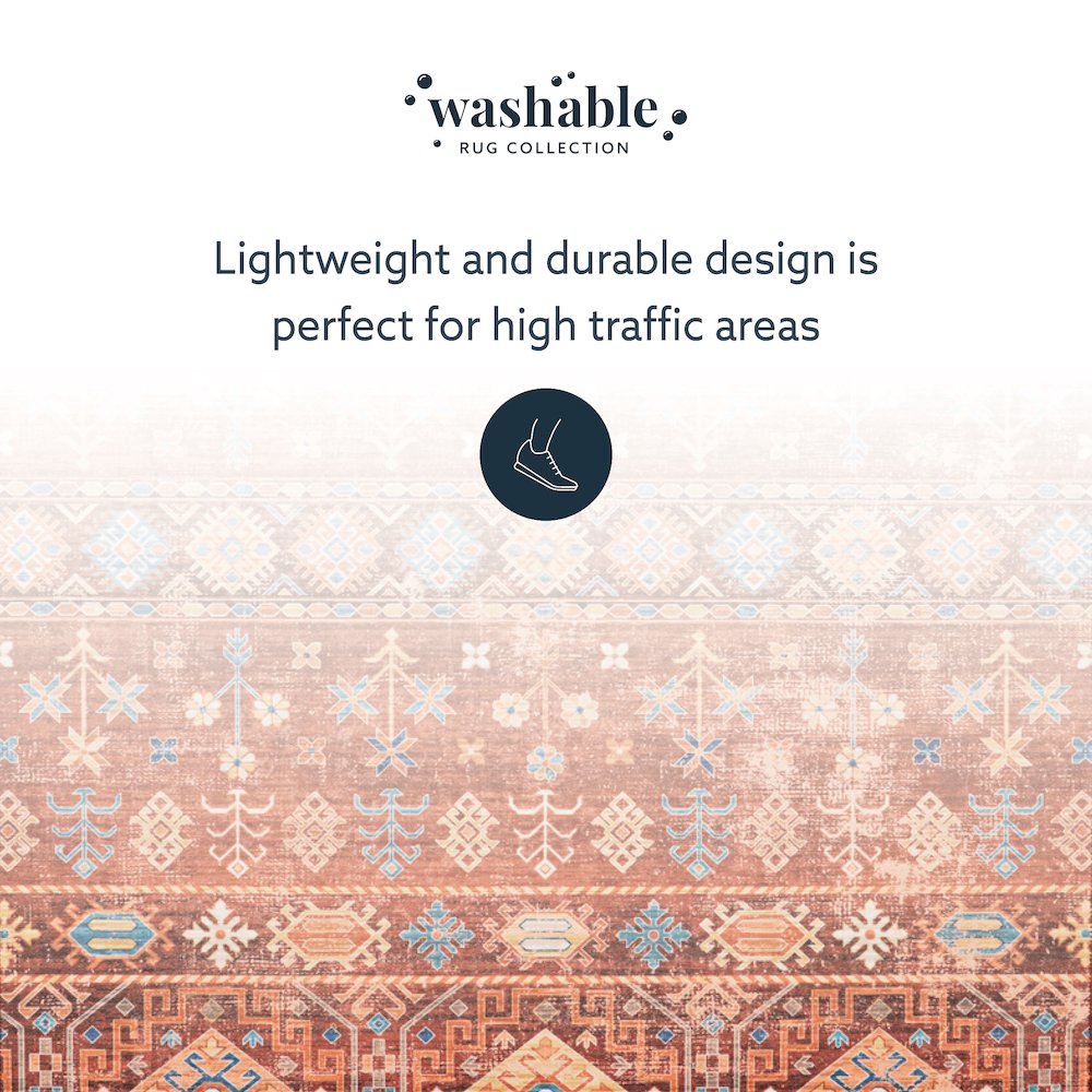 Washable Devlin Red/Ivory 5x7, Rug