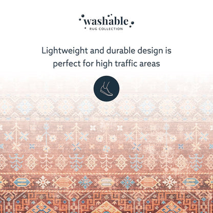 Washable Devlin Red/Ivory 5x7, Rug
