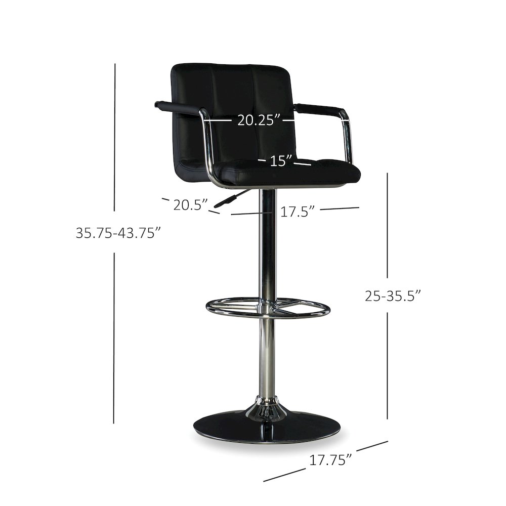 Black and Chrome Quilted Barstool