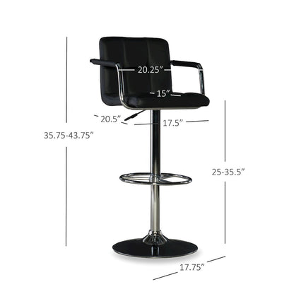 Black and Chrome Quilted Barstool