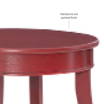 Red Round Table with Shelf