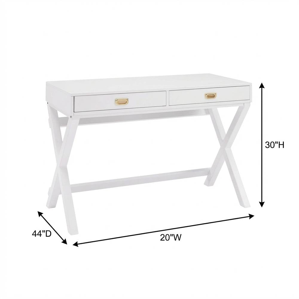 White Writing Desk with Pine and MDF Surface for Office Workspace