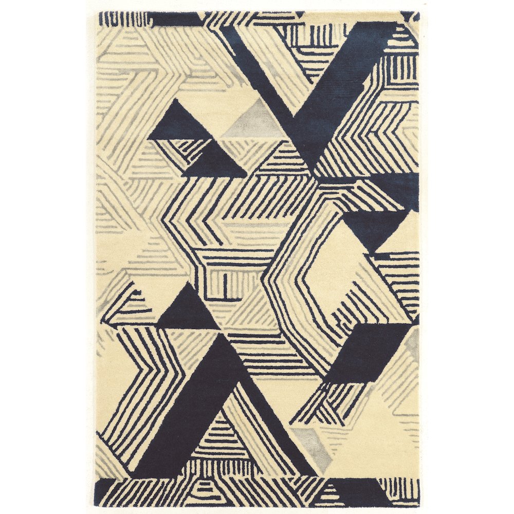 Aspire Wool Hatch Ivory & Navy 2x3, Rug