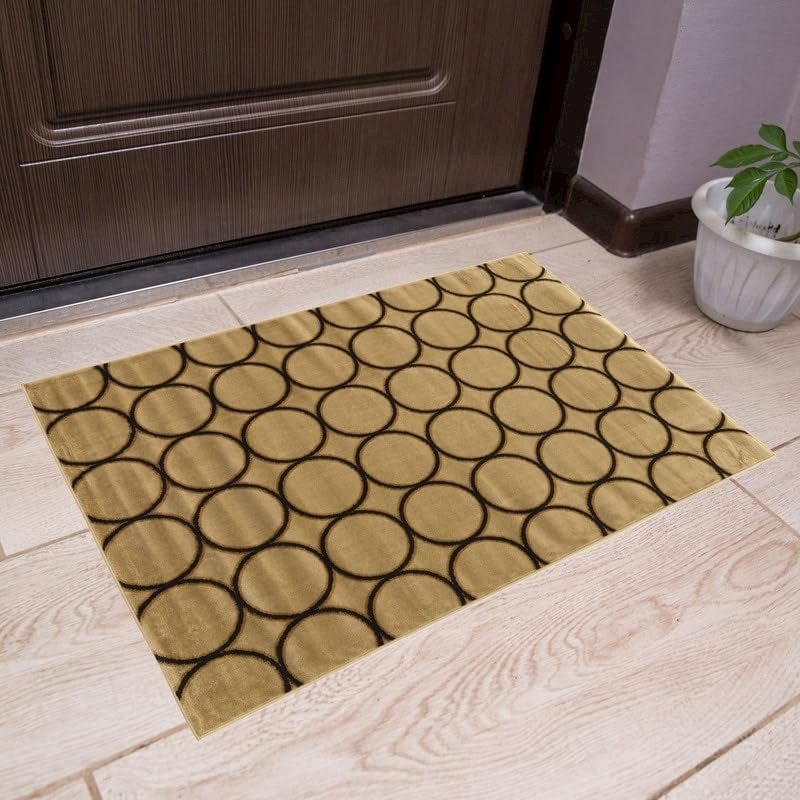 Ellegance  Multi Circles Crème Rug, Size 5' X 7'3"