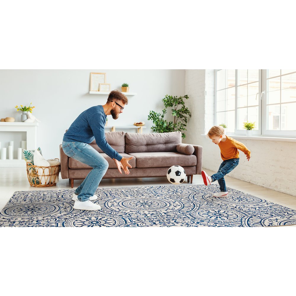 Outdoor Washable Ormond Smoke & Blue 7' X 9', Rug