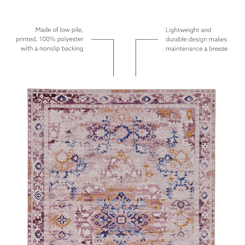 Washable Micah Pink/Gold 2x3, Rug