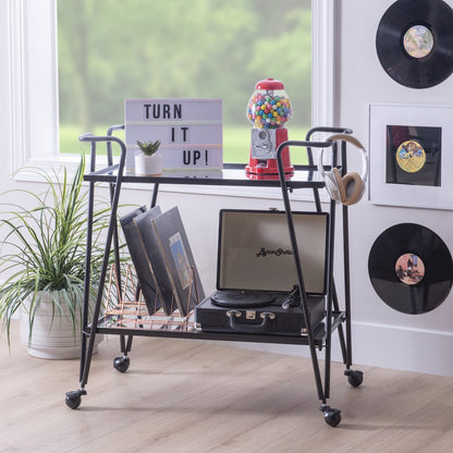 Black Mid Century Bar Cart