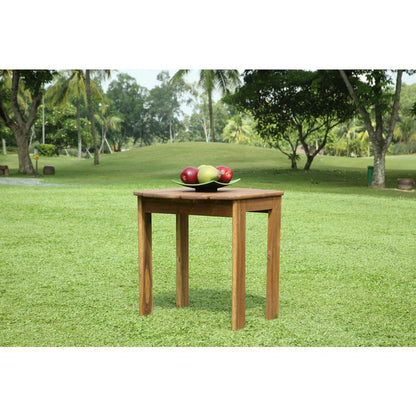 Acacia Outdoor End Table in Brown Solid Wood for Patio and Garden
