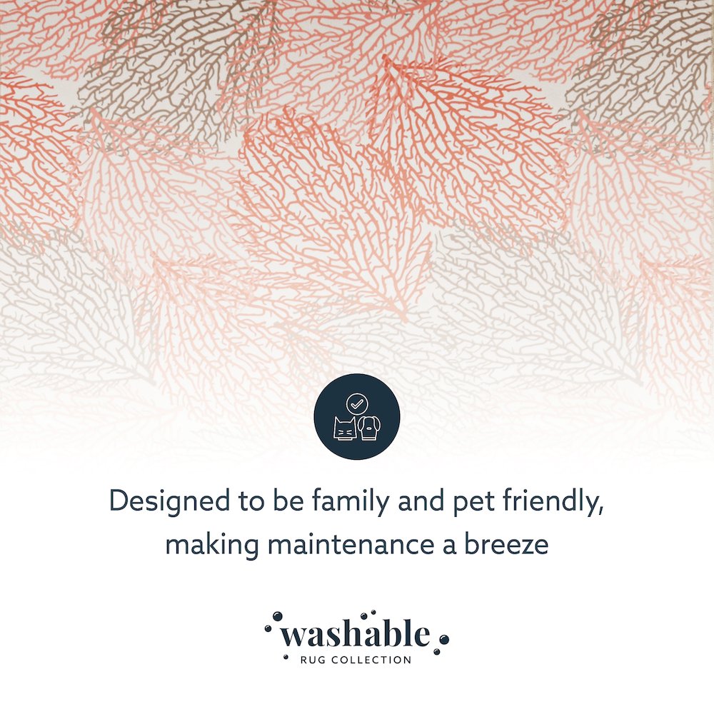 Washable Haylee Ivory/Coral 5x7, Rug