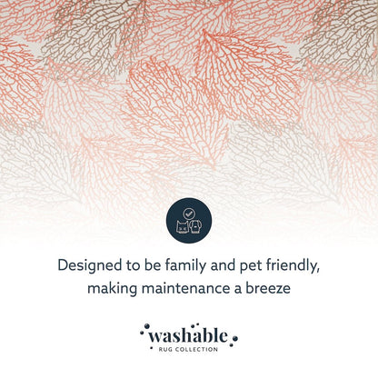 Washable Haylee Ivory/Coral 5x7, Rug