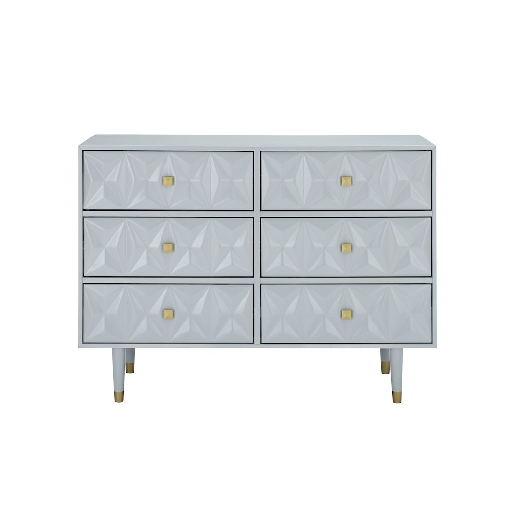 Six Drawer Geo Texture Dresser Grey