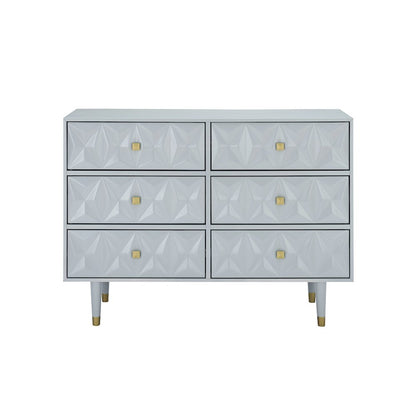 Six Drawer Geo Texture Dresser Grey