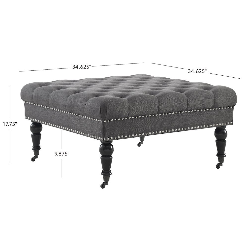 Isabelle Charcoal Square Tufted Ottoman