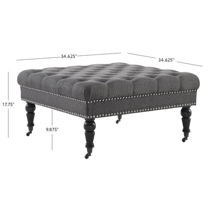 Isabelle Charcoal Square Tufted Ottoman
