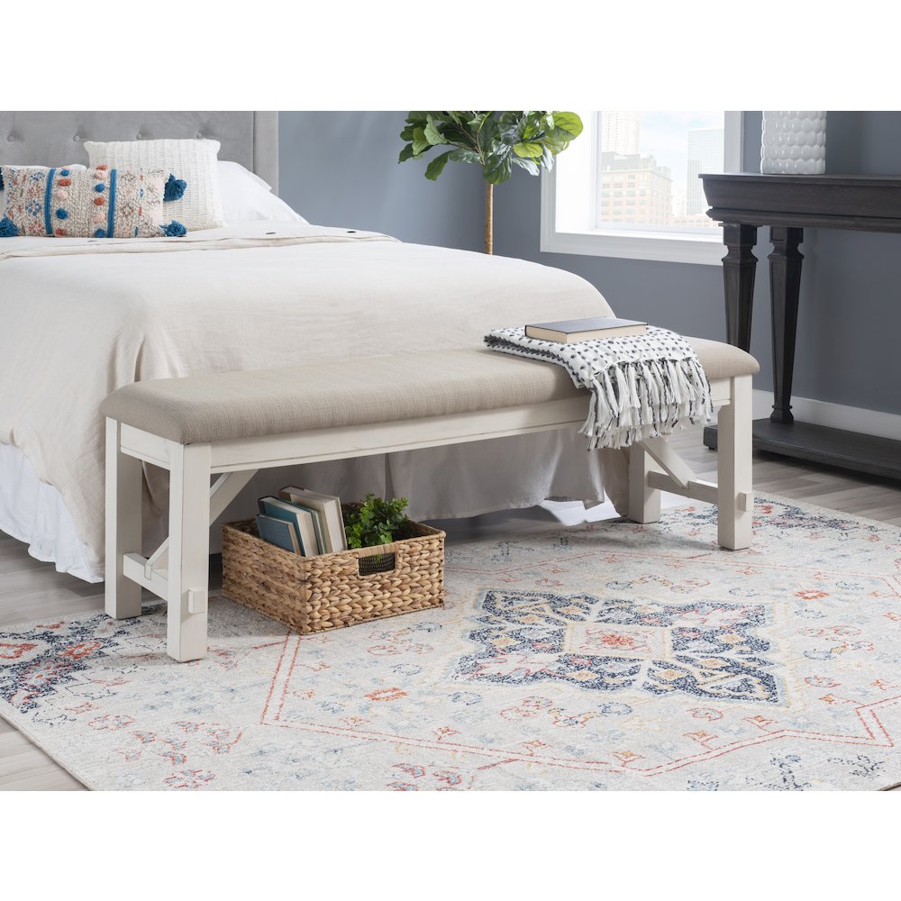 Turino Distressed White Bench