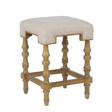 Backless Counter Stool in Brown with Elm Frame and Foam Fabric Seat