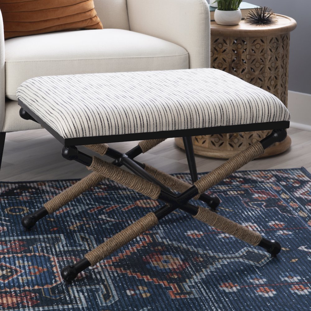 Ashburn Campaign Accent Stool Striped