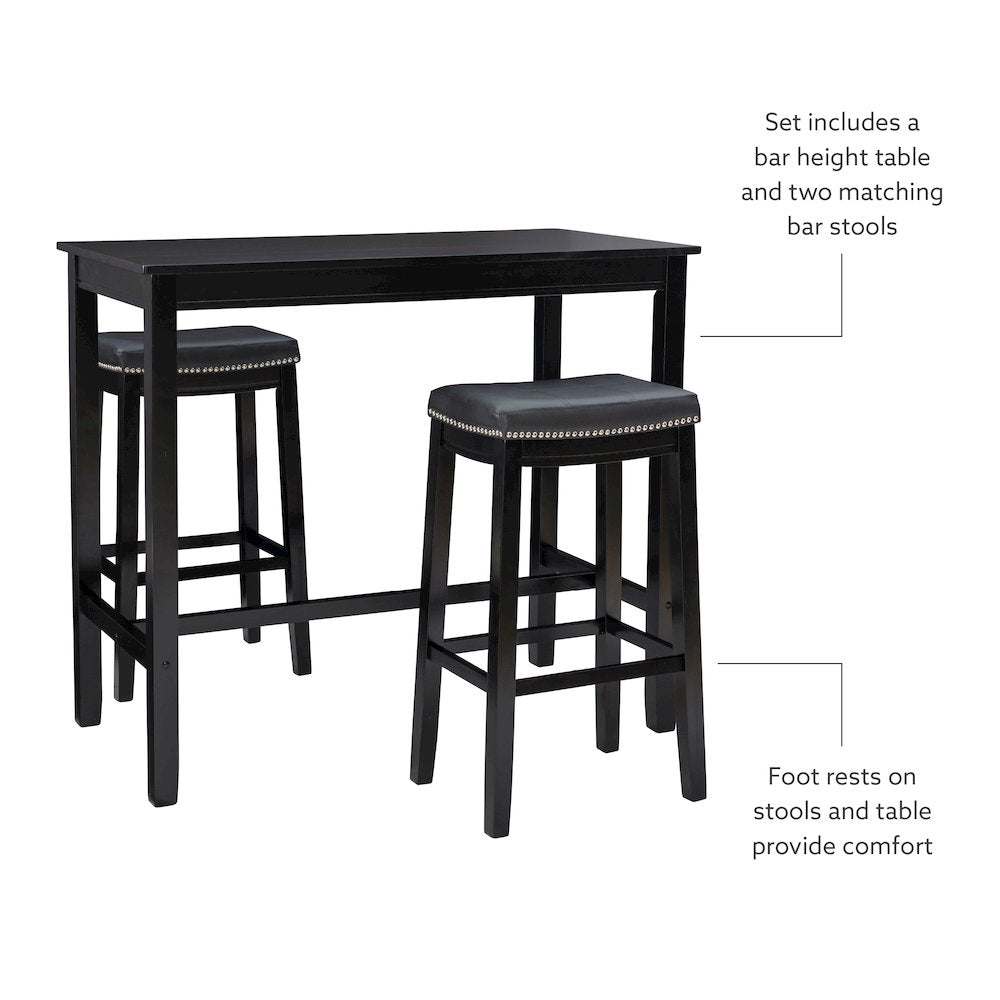 Claridge 3Pc Bar Set Black