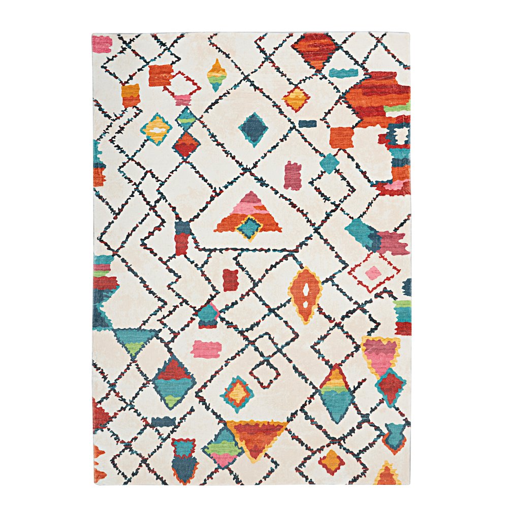 Motif Printed Faux Rabbit Roboto Ivory Multi 3x5, Rug