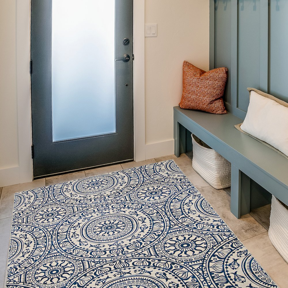 Outdoor Washable Ormond Smoke & Blue 3' X 5', Rug
