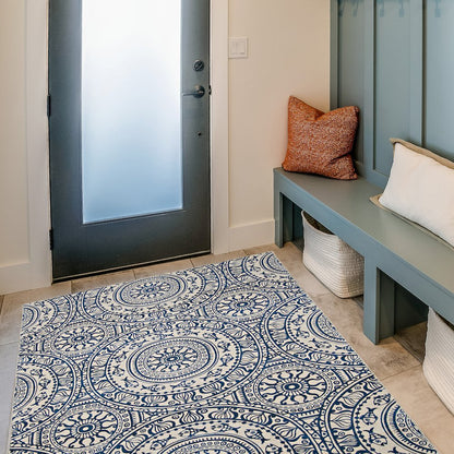 Outdoor Washable Ormond Smoke & Blue 3' X 5', Rug