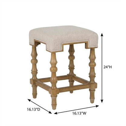 Backless Counter Stool in Brown with Elm Frame and Foam Fabric Seat