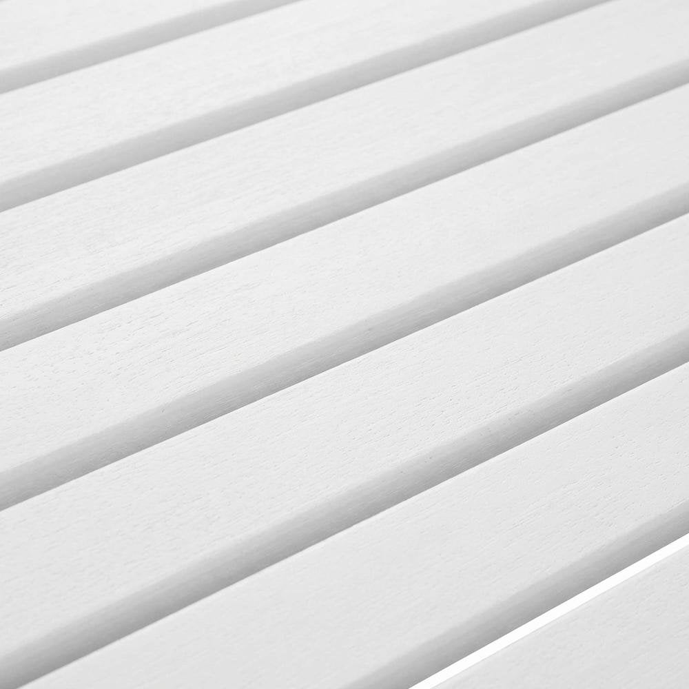 White Outdoor Ottoman With Solid Wood And Acacia Construction For Versatile Use