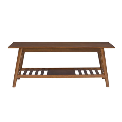 Charlotte Coffee Table With Shelf, Walnut Brown