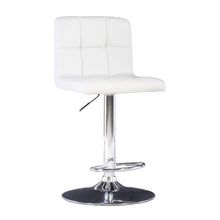 White Quilted Faux Leather & Chrome Adjustable Height Bar Stool