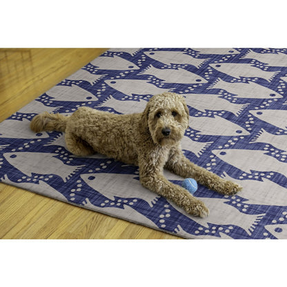 Washable Seabourne Ivory/Blue 5x7, Rug