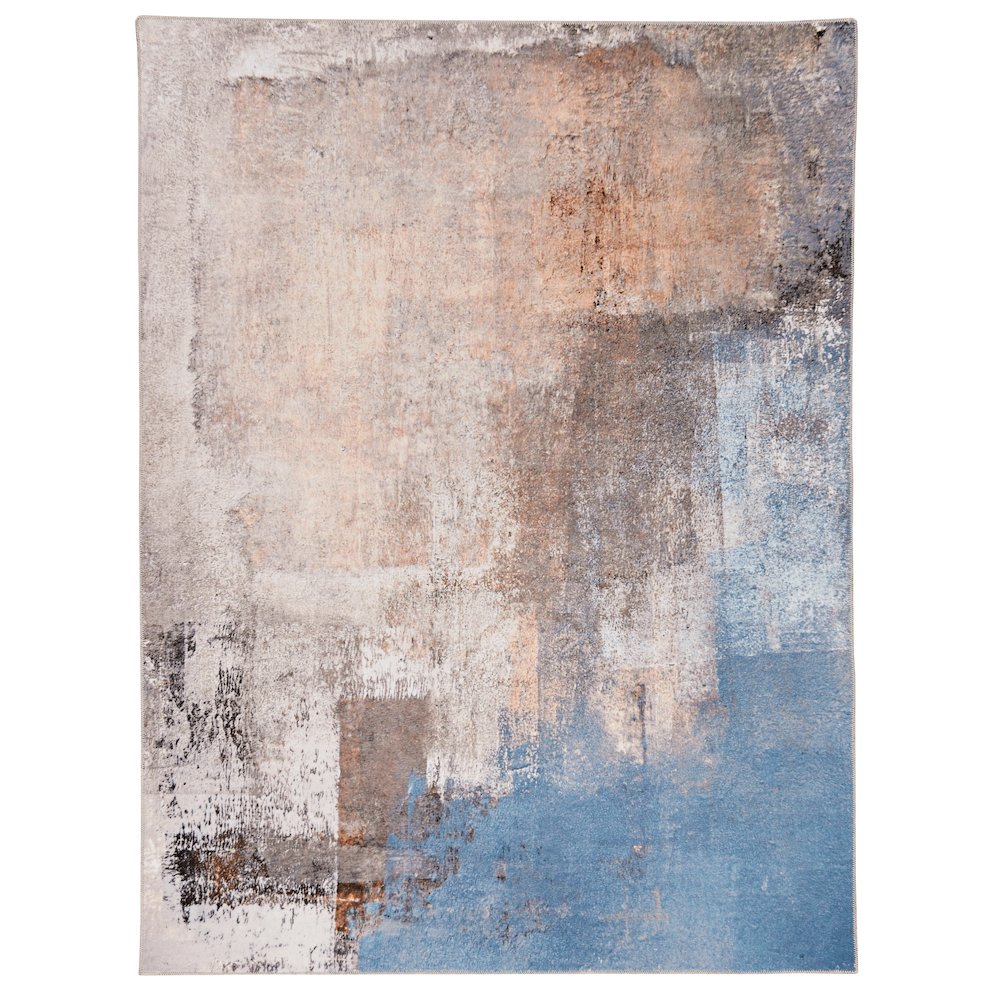 Washable Kyler Beige/Blue 5x7, Rug