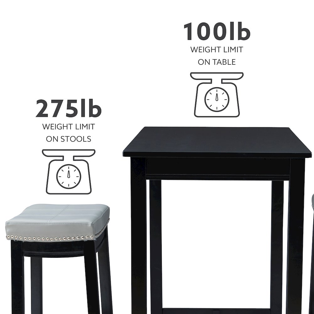 Claridge 3Pc Bar Set Black Grey
