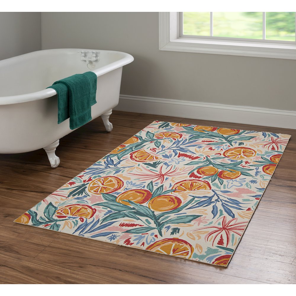 Outdoor Washable Pensacola Ivory & Orange 3' X 5', Rug