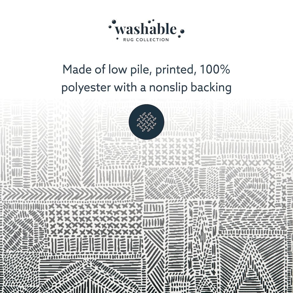 Washable Cayden Ivory/Black 2x3, Rug