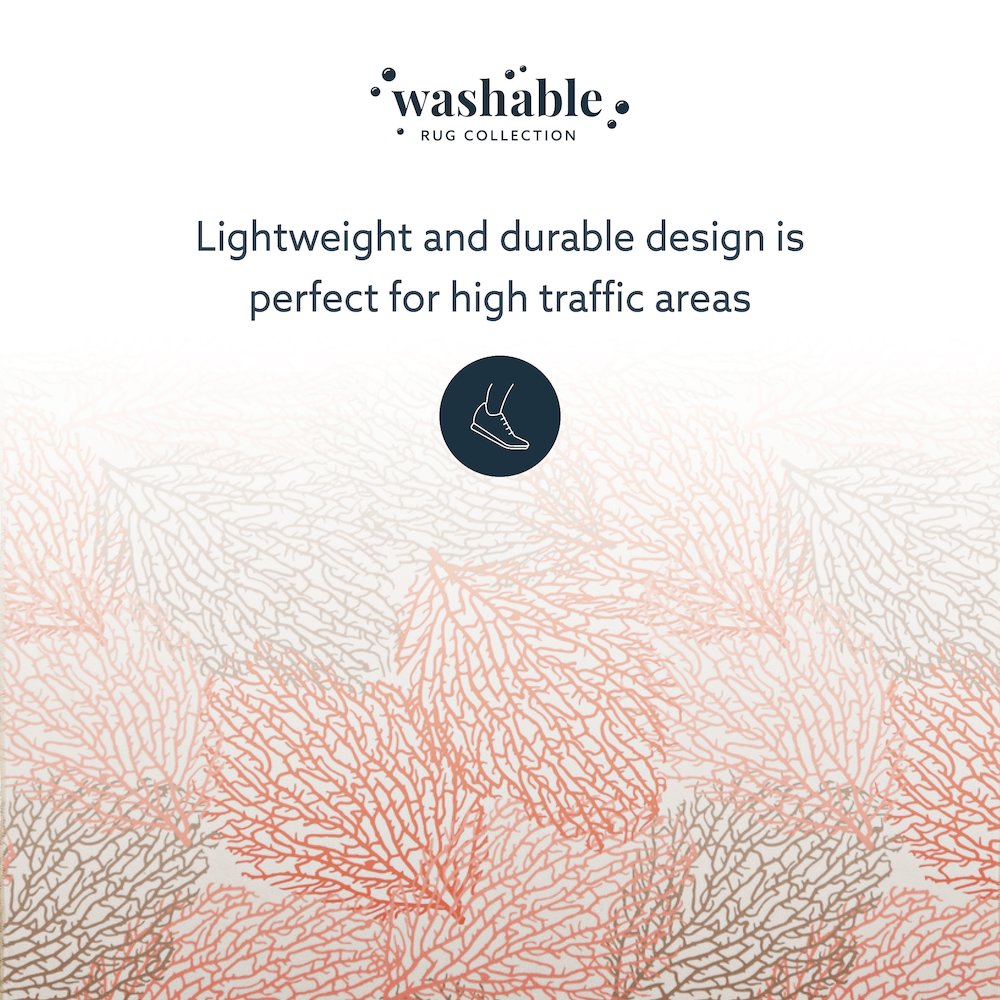 Washable Haylee Ivory/Coral 5x7, Rug