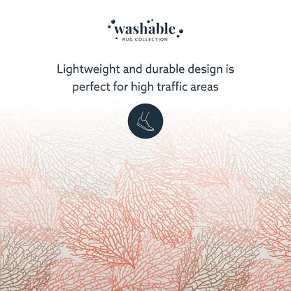 Washable Haylee Ivory/Coral 5x7, Rug