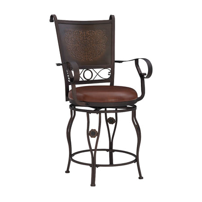 Big & Tall Copper Stamped Back Counter Stool with Arms